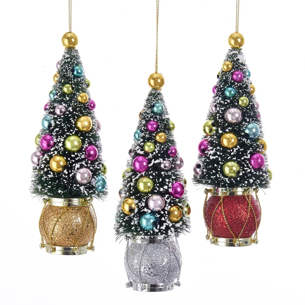 KSA Pack of 12 Sisal Tree with Ball and Drum Christmas Ornaments 21.5