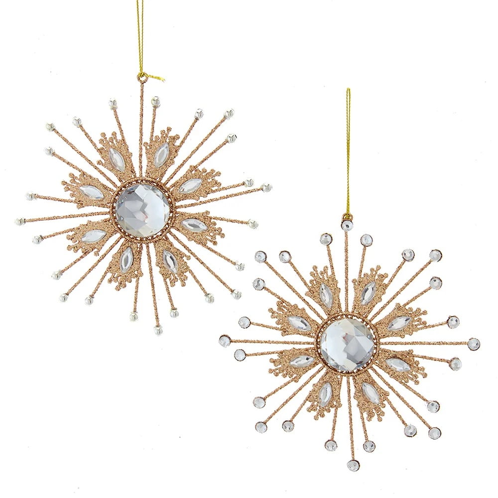 KSA Pack of 24 Rose Gold Snowflake Christmas Ornaments 5.75”