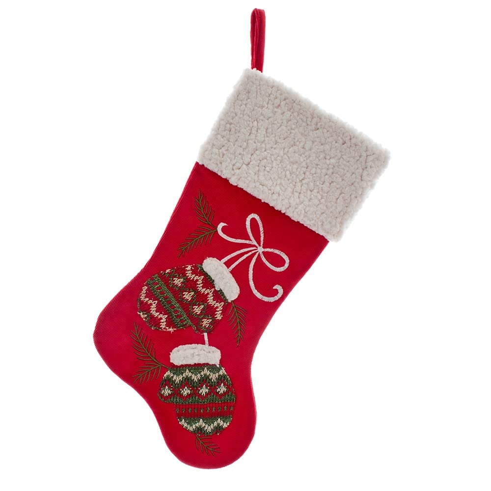20.5-Inch Red Corduroy Christmas Stocking with Sherpa Cuff