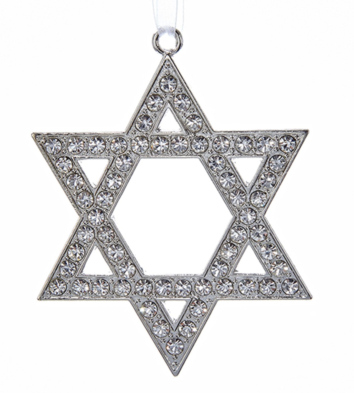 Silver Metal Star of David Ornament with Rhinestones
