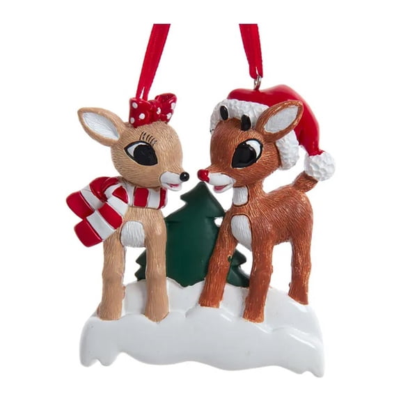 KSA Set of 12 Red Nose Reindeer and Clarice Family Christmas Ornaments 3.5"