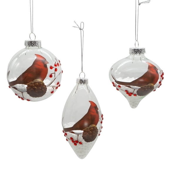 80MM Glass Transparent Cardinal Ornaments