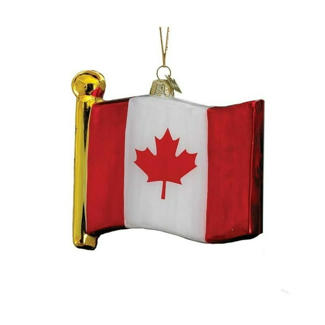 KSA Set of 4 Red and White Canada Flag Christmas Ornaments 4.5