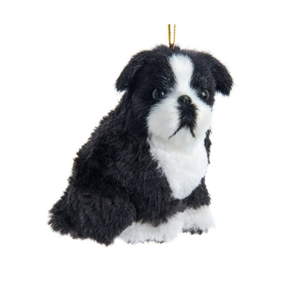 Kurt Adler 3.5-Inch Black and White Furry Boston Terrier Christmas Ornament