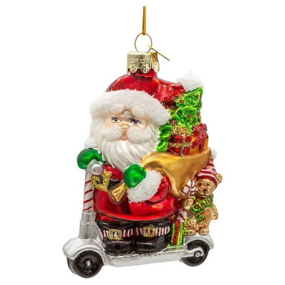 KSA Set of 8 Santa Claus on Scooter Christmas Ornaments 3.75"
