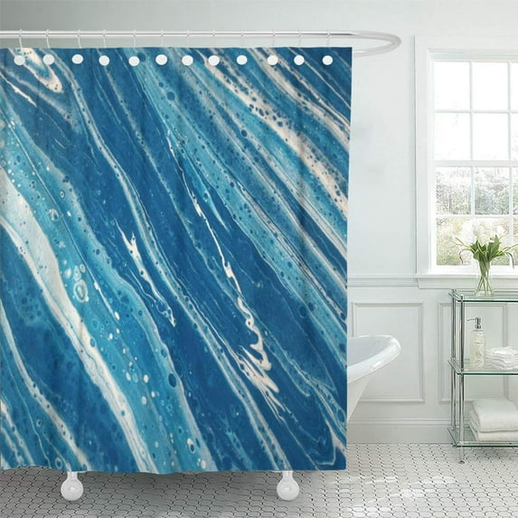 KSADK Abstract Blue and White Marble Stone for Detail Effect Elegance Material Wall Shower Curtain 66x72 inch