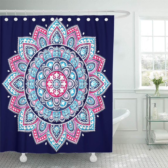KSADK Abstract Floral Paisley Medallion Ethnic Mandala Henna Tattoo Style Coloring Book Arabesque Shower Curtain Bathroom Curtain 60x72 inch