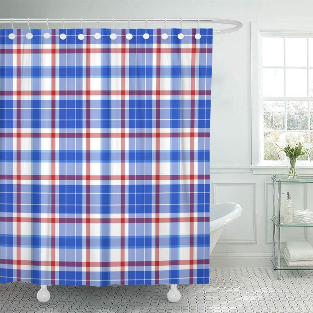 KSADK Abstract Red Blue and White Plaid Artistic Checkered Checks Color Country Gingham Shower
