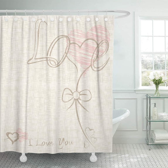 KSADK Affection Hearts Valentine The Valentines Day Love Symbols Vintage for Burlap Bathroom Shower Curtain 60x72 inch