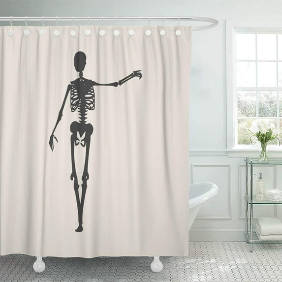 KSADK Anatomy Human Skeleton Posing Halloween Party Design Backbone Biology Body Bones Shower Curtain 66x72 inch