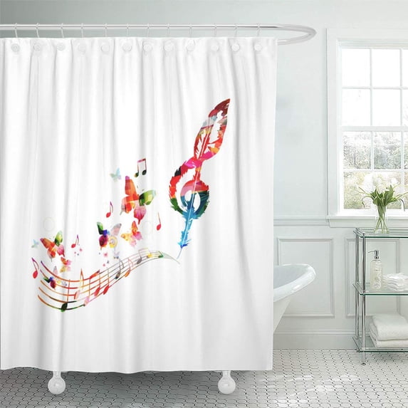 KSADK Artistic Colorful Music with Notes G Clef Design Color Shower Curtain Bathroom Curtain 60x72 inch