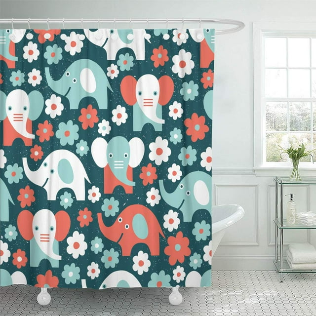 KSADK Baby Elephant Animal Child Floral Abstract Artistic Beautiful Beauty Shower Curtain Bath Curtain 60x72 inch