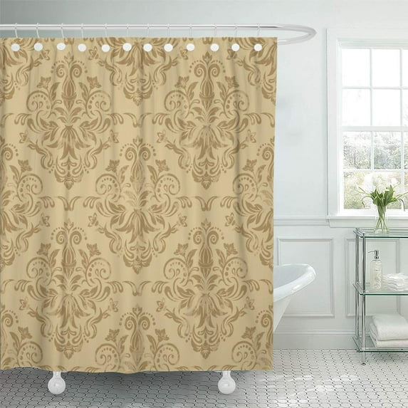KSADK Beige Floral Damask Victorian Wall Antique Baroque Classical Shower Curtain Bathroom Curtain 60x72 inch