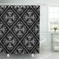 thumbnail image 1 of KSADK Black Abstract Trellis Pattern of Dotted Mosaic White Tulip Flowers and Beads Floral Arc Shower Curtain Bathroom Curtain 60x72 inch, 1 of 1