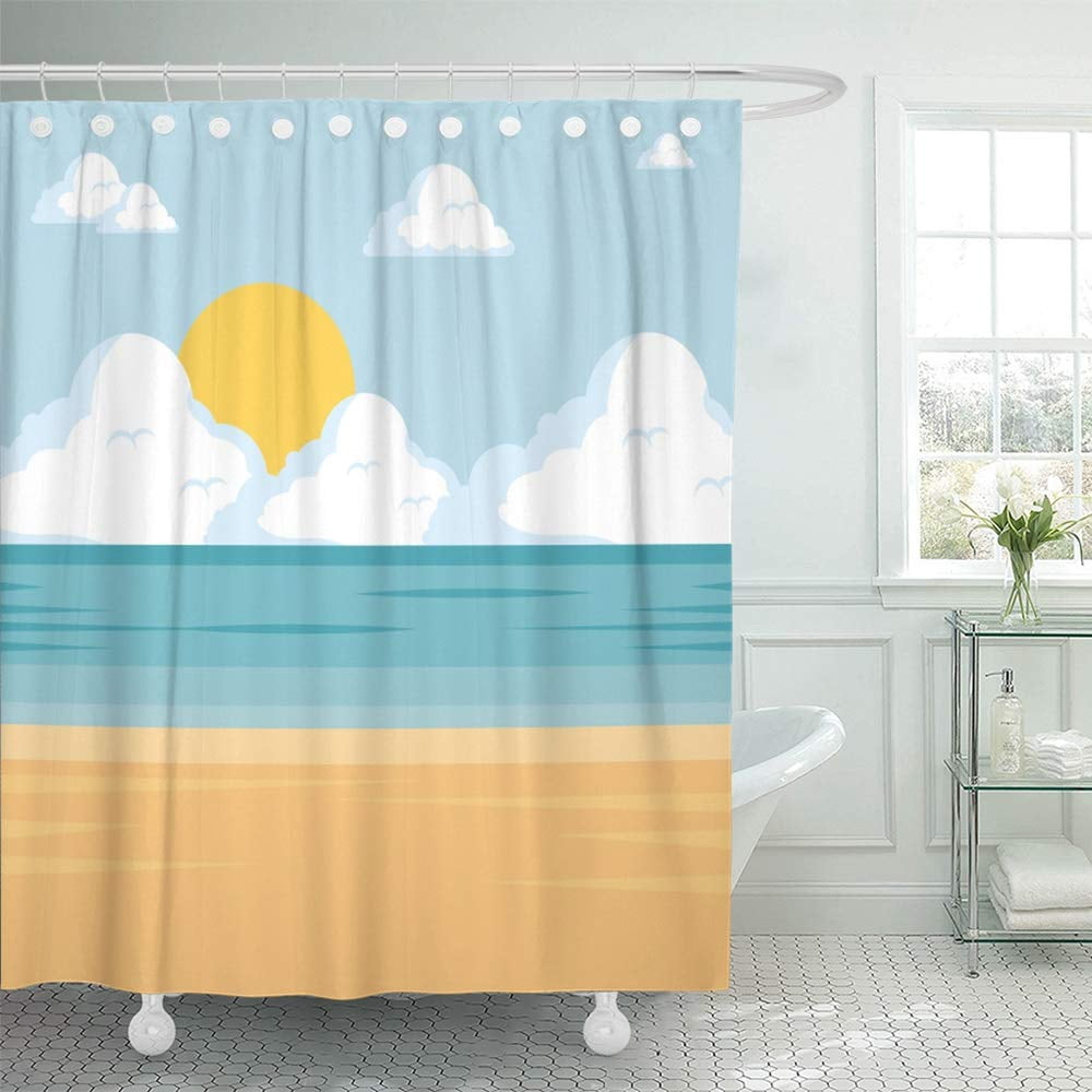 KSADK Blue Abstract Beautiful Landscape Summer Time on The Beach Design Beauty Caribbean Shower