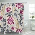 thumbnail image 1 of KSADK Blue Abstract Elegance with Peony Flower and Gold Details Vintage Grey Colorful Shower Curtain Bathroom Curtain 66x72 inch, 1 of 1