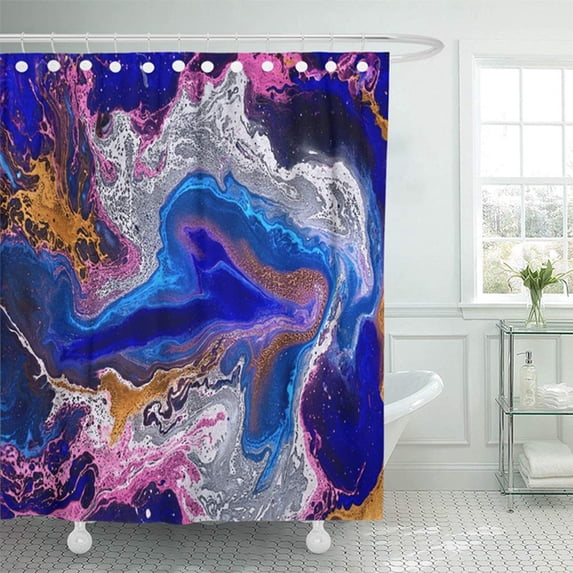 KSADK Blue Blot Beautiful Fantasy Paints Marbled Abstract Artwork Pink Color Marbling Blob Shower Curtain Bath Curtain 66x72 inch