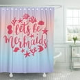 thumbnail image 1 of KSADK Blue Let's Be Mermaids Lettering Quote Under The Sea Holographic Colors Green Coral Shower Curtain 66x72 inch, 1 of 1