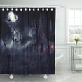 thumbnail image 1 of KSADK Blue Spooky Dark Mysterious Halloween Landscape with Old House Ghost Scary Bird Shower Curtain 66x72 inch, 1 of 1