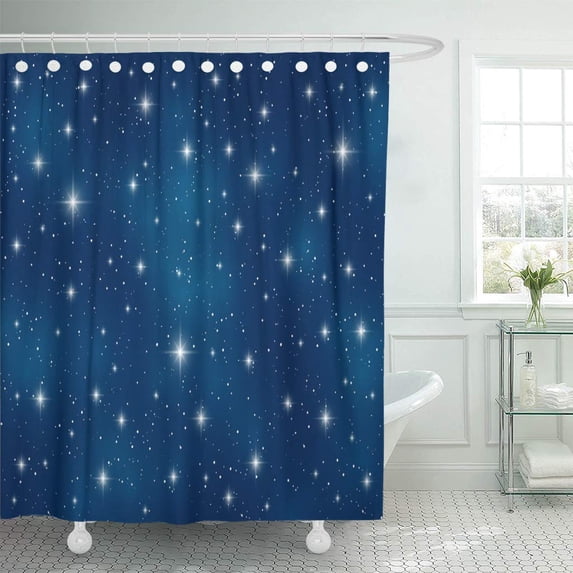 KSADK Blue Star for Design Christmas Sky Abstract Starry Holiday Night Bright Shower Curtain Bathroom Curtain 66x72 inch