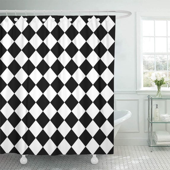 KSADK Board Seamlessly Repeatable Pattern Checkered Chequered with Tilted Squares Patern Shower Curtain Bath Curtain 60x72 inch