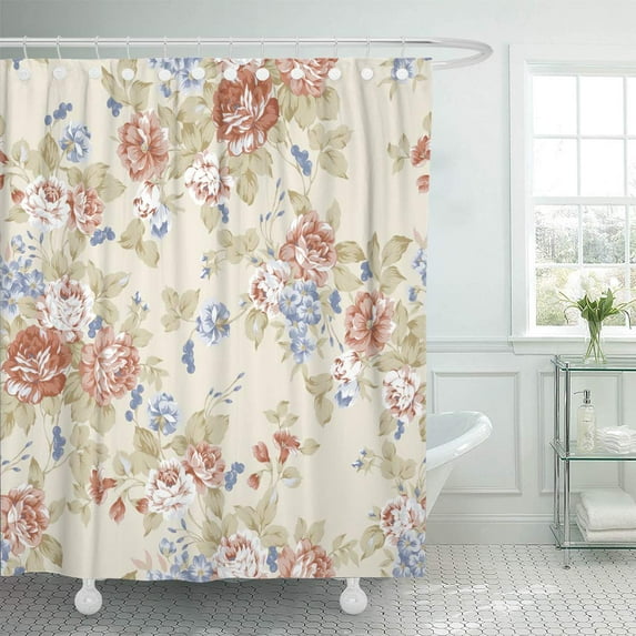 KSADK Brown Floral Rose Bouquet Design with Vintage Retro Flower Abstract Beautiful Shower Curtain Bathroom Curtain 66x72 inch