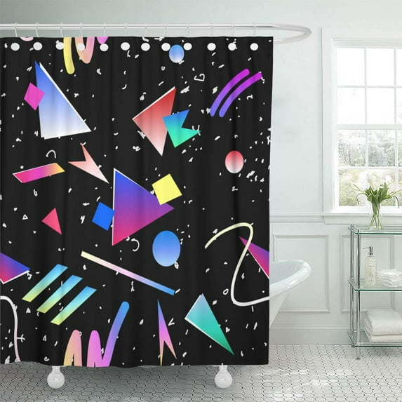 KSADK Colorful 1980S Abstract Retro 80S 90S Memphis Geometric Style Hip Hop Vintage Design and 1990S Shower Curtain Bathroom Curtain 66x72 inch