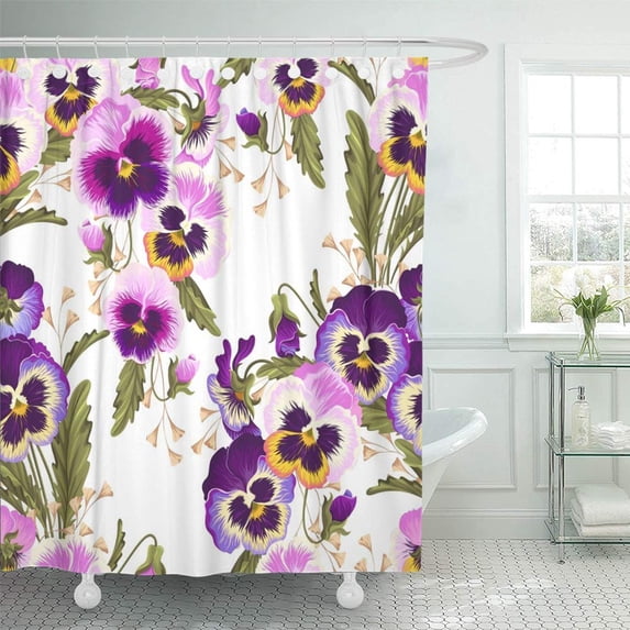 KSADK Colorful Abstract Varicolored Pansies Purple Beautiful Blossom Botanical Elegance Shower Curtain Bath Curtain 66x72 inch