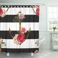 thumbnail image 1 of KSADK Colorful Anchor Watercolor Anchored with Flower On of Black and White Stripes Pink Shower Curtain 66x72 inch, 1 of 1