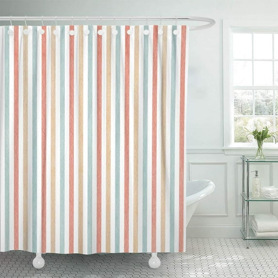 KSADK Colorful Watercolour Watercolor Pink Beige and Blue Striped Abstract with Bathroom Shower Curtain 60x72 inch