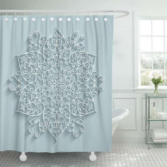 KSADK Curly Snowflake Swirly Lace Doily Winter Mandala Holiday Lacy Abstract Shower Curtain Bathroom Curtain 66x72 inch