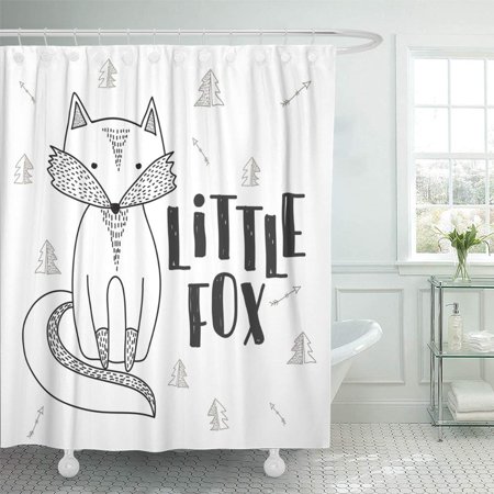 KSADK Drawing Fox Cute Little for Childrens Kids Wolf Adorable Alone Animal Baby Boy Shower Curtain 66x72 inch
