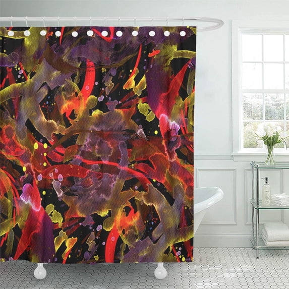 KSADK Geometric Watercolor Swimwear Abstract from Brushstrokes and Splashes Ethnic Boho Shower Curtain 66x72 inch