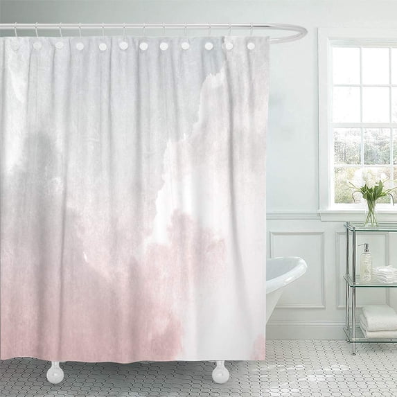 KSADK Grey Gray Pink Sky Vintage in Watercolor Watercolour Pale Pastel Aquarel White Shower Curtain 66x72 inch