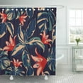 thumbnail image 1 of KSADK Hawaiian Exotic Flowers and Leaves Tropical Design Floral Dark Blue Orange Shower Curtain Bath Curtain 66x72 inch, 1 of 1