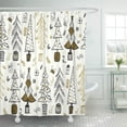 thumbnail image 1 of KSADK Ink Brush Strokes Christmas Trees Forest Boxes Modern Calligraphy Black Gold Shower Curtain 66x72 inch, 1 of 1