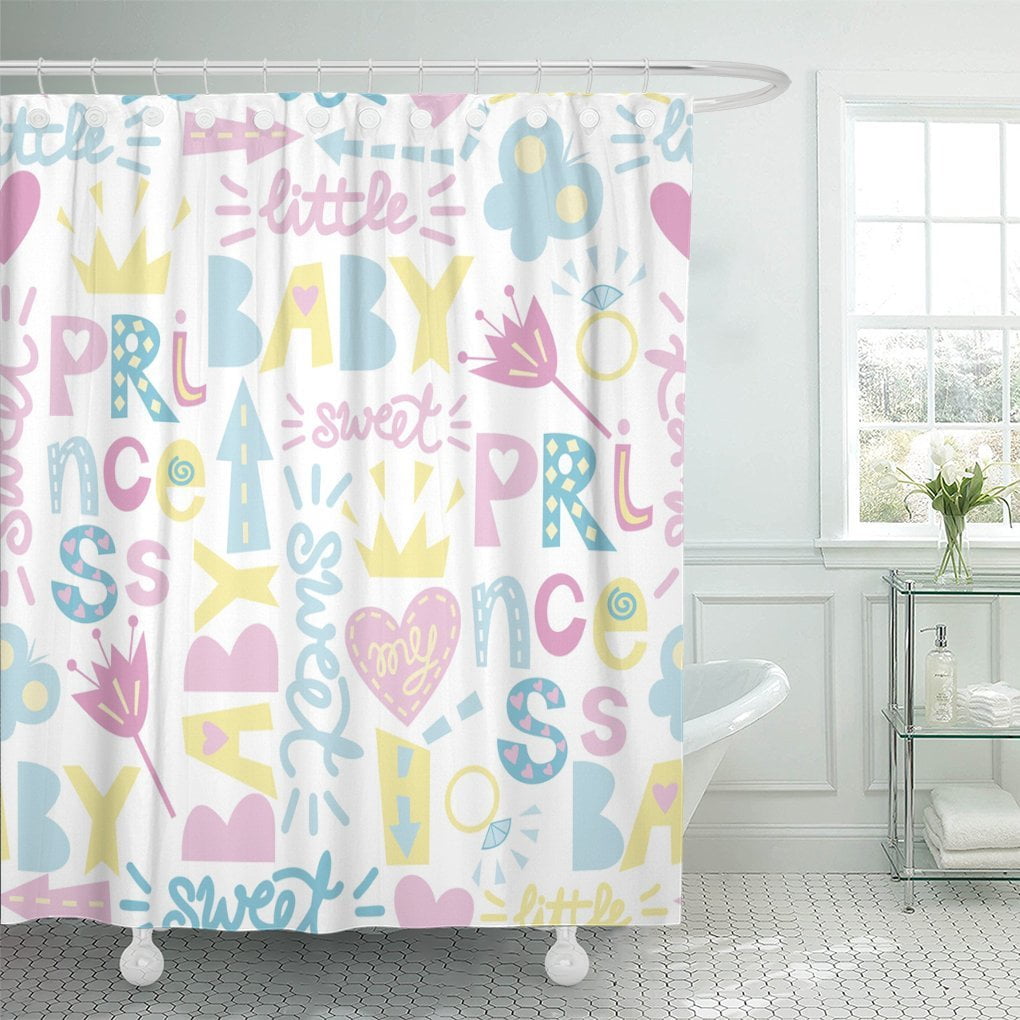 KSADK Kids Pattern with Inscriptions Princess Sweet Baby with Hearts ...