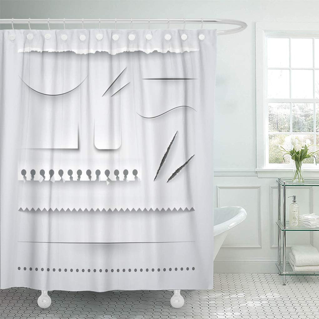 KSADK Line White Perforated Ripped Torn Jagged Cut Edges Samples Shower
