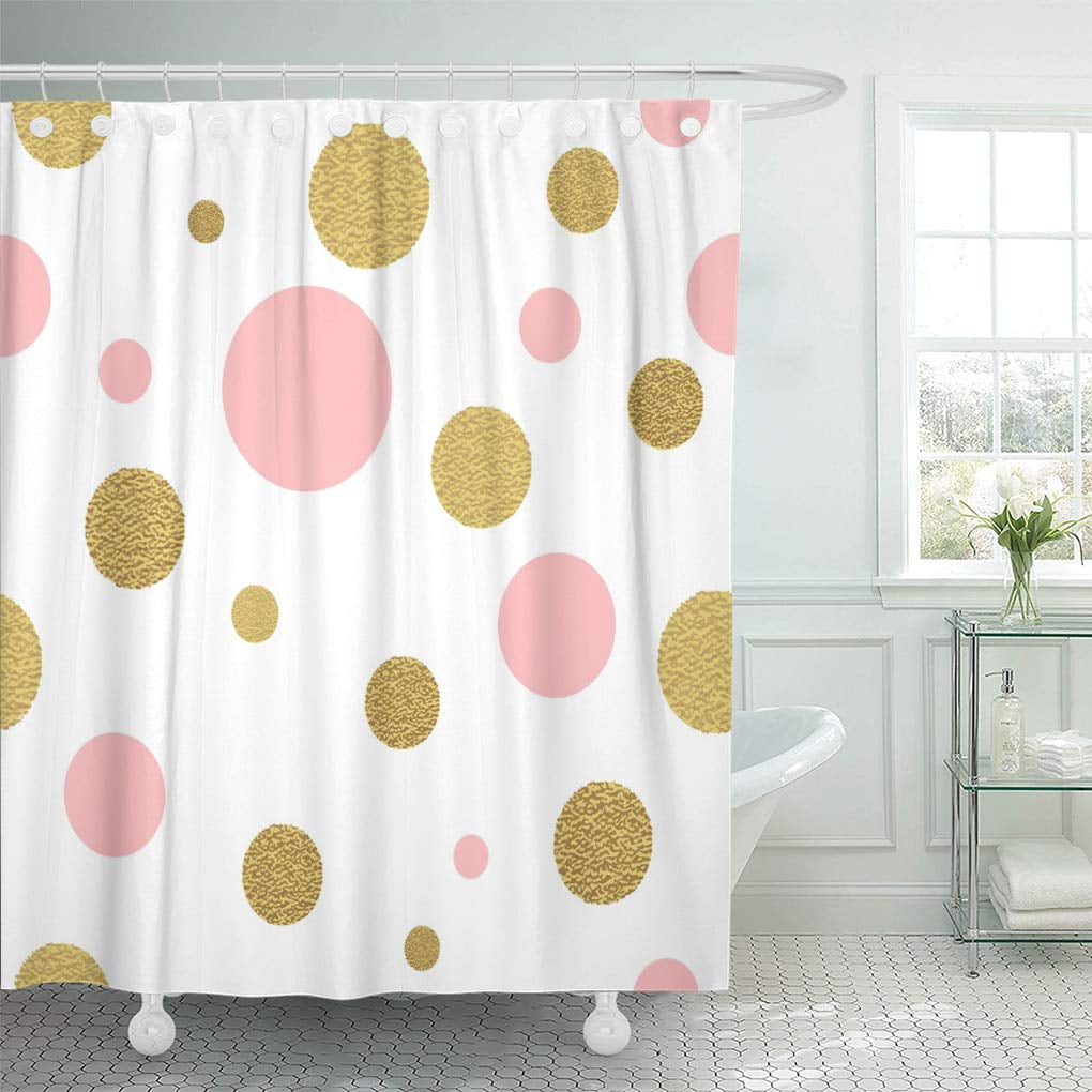KSADK Pink Classic Dotted Polka Dot Ornate with Circle Abstract Gold