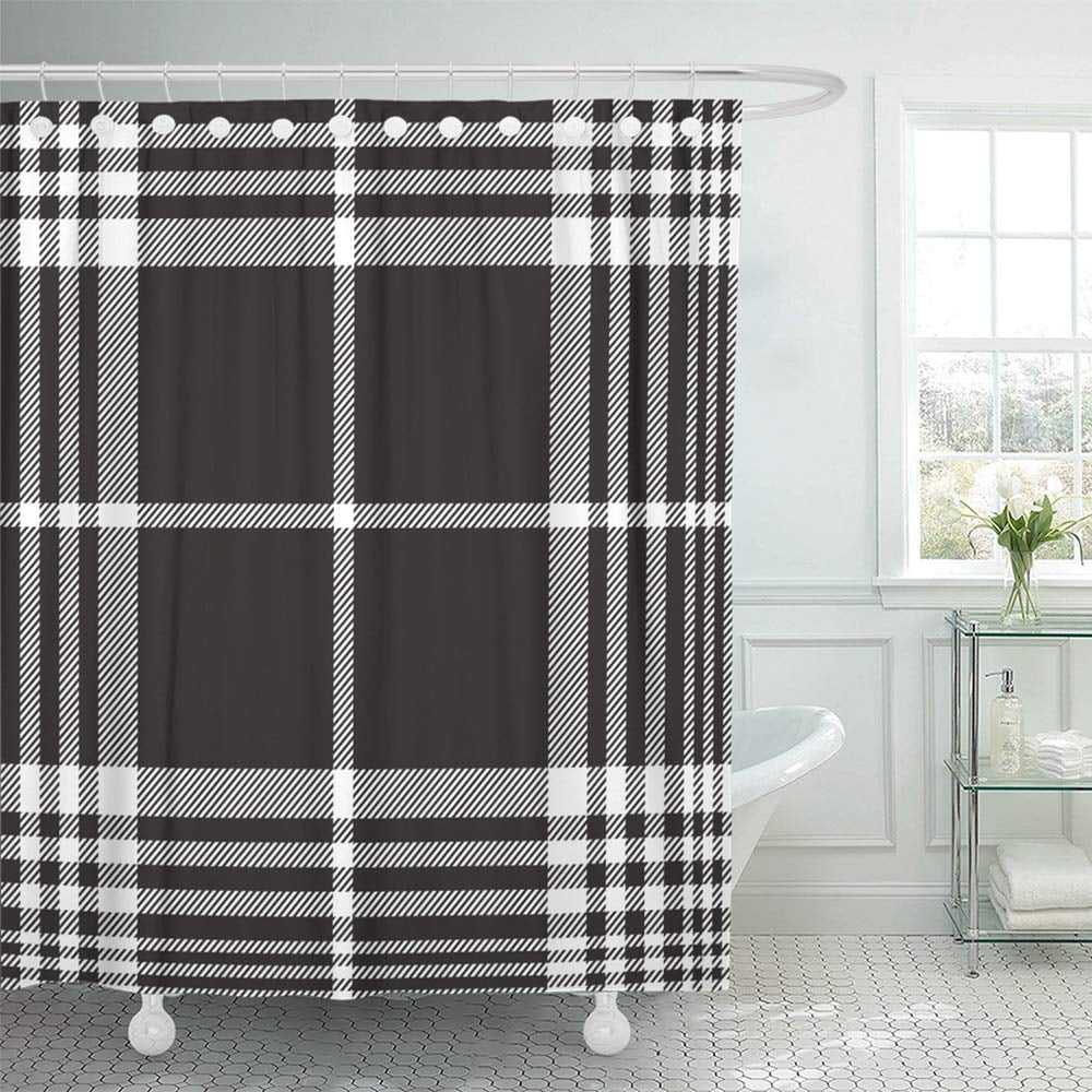 KSADK Plaid Dark Black Buffalo Tartan White Abstract Argyle British
