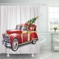 thumbnail image 1 of KSADK Red Car Retro Pickup with Christmas Tree and Truck 1950S Holiday Vintage 1960S Shower Curtain 66x72 inch, 1 of 1
