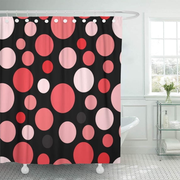 KSADK Red Mixed Abstract Colorful Halftone Effect Polka Dot Artistic Bathroom Bead Bathroom Shower Curtain 60x72 inch