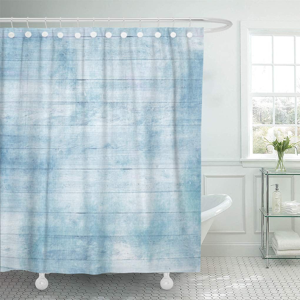 KSADK Shabby Chic Winter Wood Vintage White and Blue Board Shower