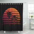 thumbnail image 1 of KSADK Summer Holiday Tropic Sunset Palm Trees Silhouettes on Black and Orange Stripes Shower Curtain 66x72 inch, 1 of 1