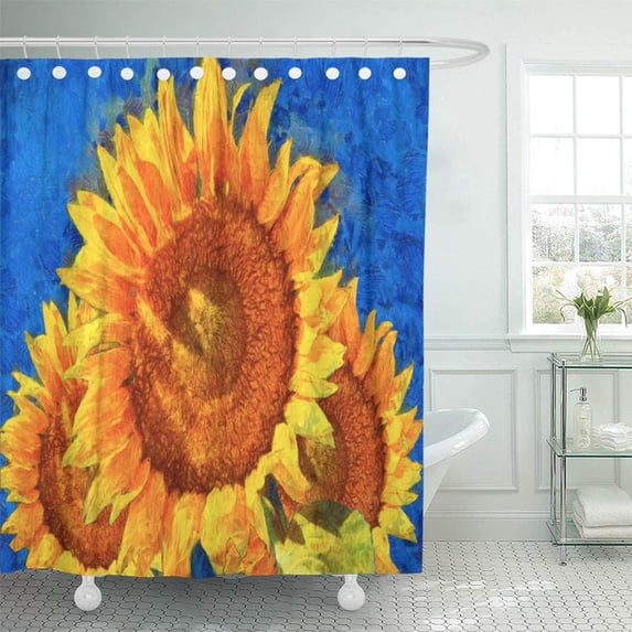 KSADK Sunflowers Van Gogh Style Imitation Digital of Post Impressionism Oil Painting Shower Curtain 66x72 inch