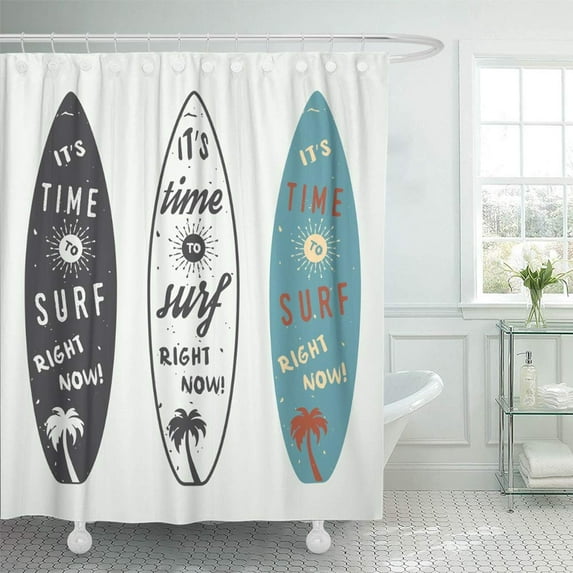 KSADK Surf of Surfing Labels Badges and in Vintage Style Summer Sea Cool Activity Shower Curtain 66x72 inch