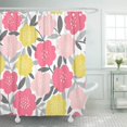 thumbnail image 1 of KSADK Trendy Floral Pattern with Simple Modern Flowers and Leaves in Pink Yellow and Gray Shower Curtain 66x72 inch, 1 of 1