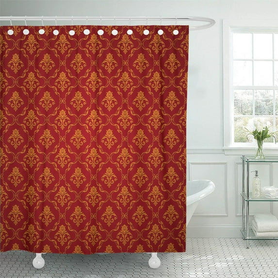 KSADK Wall Red Pattern Bitmap Copy Carpet Vintage Gold Royal Luxury Damask Victorian Shower Curtain Bath Curtain 66x72 inch