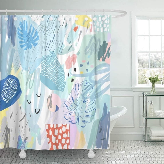KSADK Watercolor Abstract Creative Header Modern Artistic Contemporary Graphic Design Blot Shower Curtain 66x72 inch