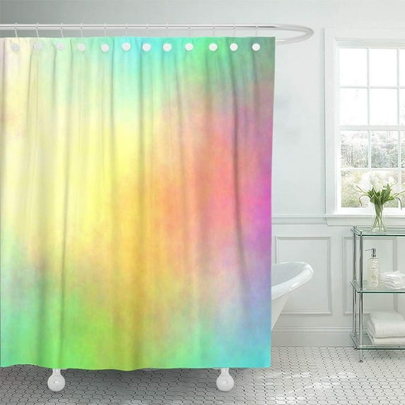 KSADK Yellow Color Watercolor Abstract Spring Pink Mix Pastel Turquoise Easter Layers Shower Curtain 66x72 inch